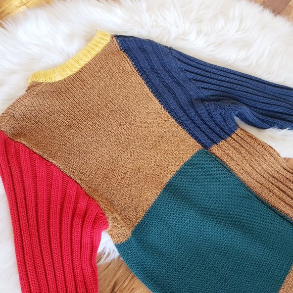 YanYan Tweedle Colorblock Ochre Rainbow Tweed Knit Column Dress - Picture 11 of 13